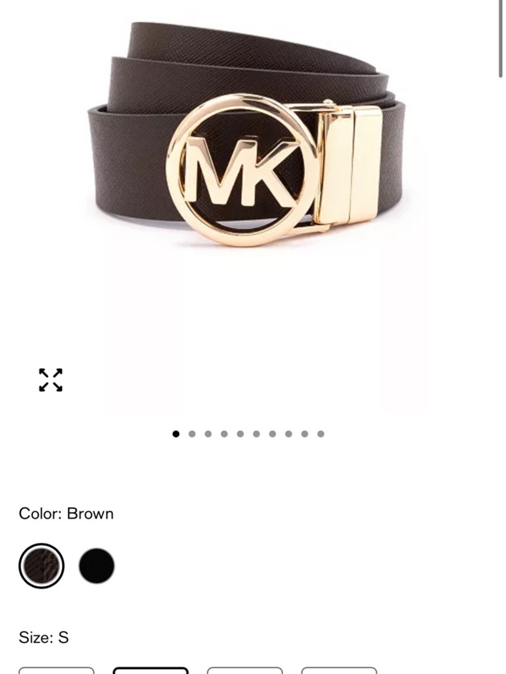 Michael Kors Black Leather Belt with Gold MK Logo Buckle - Picture 5 of 5